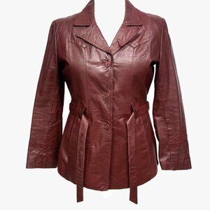 Vintage 1970's Burgundy Women's Custom Tailored Leather Jacket XS